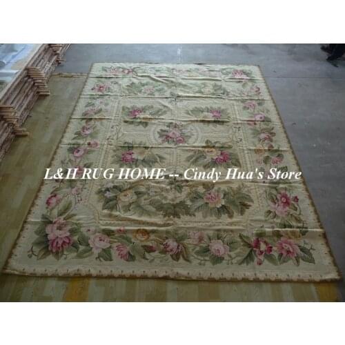 Free shipping handmade needlepoint woolen rugs, handmade carpets high quality 9'x12' for HOME DECORATION