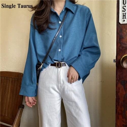 2021 Spring and Autumn Womans Shirts Long Sleeve Loose Korean Streetwear Blouse Women Fashion Casual Clothing Women