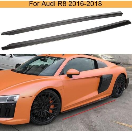Car Side Skirts Extensions Lip for Audi R8 Coupe Convertible 2016 2017 2018 Side Door Skirts Aprons Body Kits Carbon Fiber