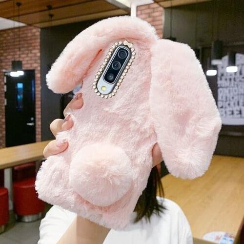 Cute Bunny Fluff Case Samsung Galaxy A50 A70 A71 A30S A12 S20 FE S21 S10 lite A10 M11 M31 A6 A7 2018 Phone Rabbit Silicon Cover