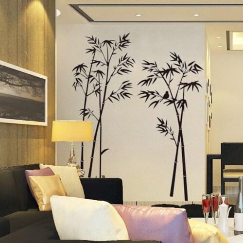 Ink painting black bamboo wall stickers Vinyl DIY Wall Decals For Living room Sofa background wall Study Home Decoration murals
