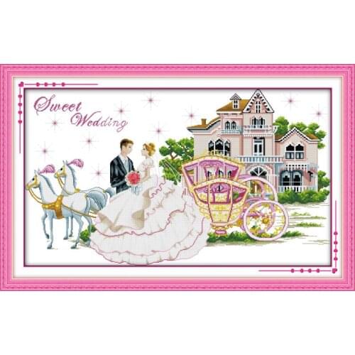 Joy Sunday Printed Cross Stitch Kits Sweet Wedding Cotton Thread Painting 11&14CT DMC Pattern Embroidery DIY Needlework Kits
