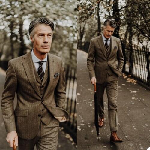 3Pieces Suit Custom Mens Streetwear Stright Fashion Thick Design Cocktail Party Wedding Groom Best Male Outfit