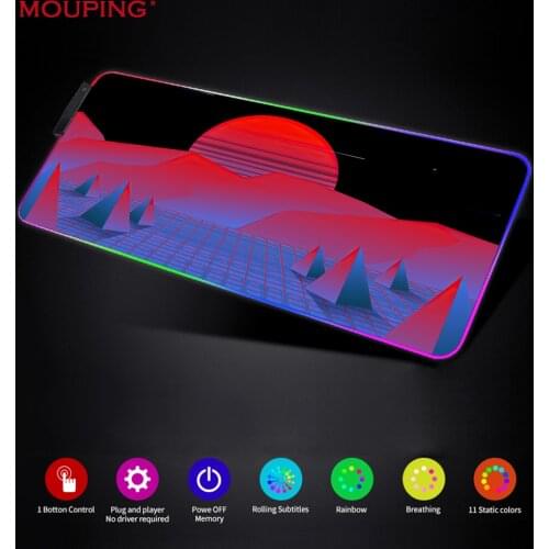 Retrowave Rgb Mouse Pad Anime Synthwave Art Table Black Mousepad Rgb Carpet Pink Setup Gamer Accessories Leds for Gaming Deskmat