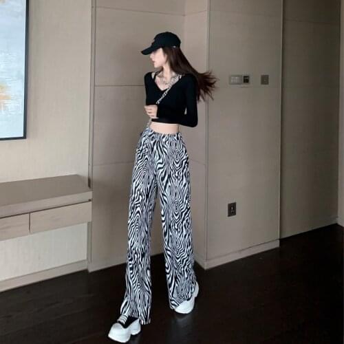 Leopard All-match Unisex Streetwear Pants Korean Fashion Wide Leg Trousers Harajuku Women Casual Chic Universal Pants