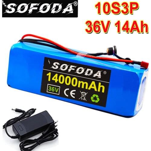 36V 10S3P 14Ah 500W high power capacity 42V 18650 lithium battery pack 14000mAh electric bicycle bicycle scooter BMS