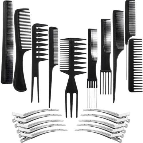 10 Pieces Hair Combs with Duck Bill Clips Salon Barber Making Hair Style Tools Professional Styling Comb Set
