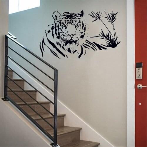 Tree & Tiger Bamboo Decal Wall Decor Removable For Living Room Wall Art Decals Cat Stickers Home Decoration Vinyl Sticker ph241