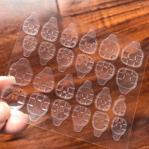 24Pcs/Sheet High Quality Double-side Glue Sticker Transparent Flexible Fake Nail Art Tips Adhesive Nail Art Tabs for Fake Tip