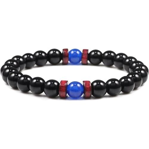 Natural Black Bright Stone Beads Bracelets Tibetan Buddha Chakra Diffuser Bracelet Women Men Prayer Jewelry Gifts Dropshipping