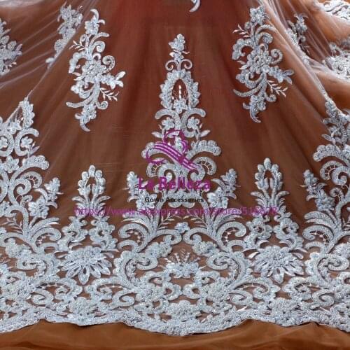 New fashion gorgeous bride lace Off whtie/pure white cord heavy handmade beaded wedding dress lace fabric 51'' 1yard