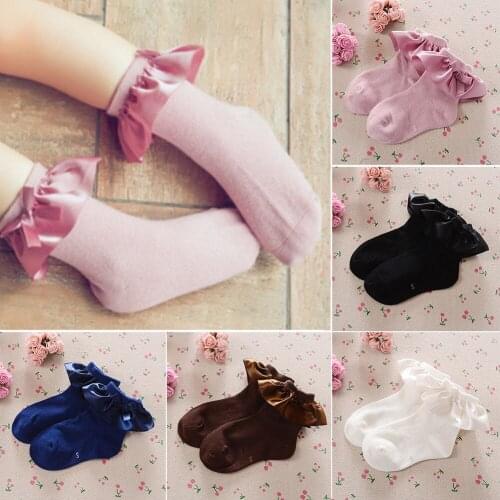 New Lovely Kids Socks Toddlers Girls Big Bow Ruffles Soft Cotton Baby Sock Kids Princess Style Baby Accessories
