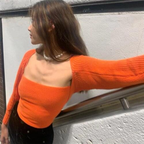 MONMOIRA Autumn Solid Milkmaid Women Knit Pullovers Casual INS Stretchy Crop Tops Sweaters Female French Knitwear cws0611-5