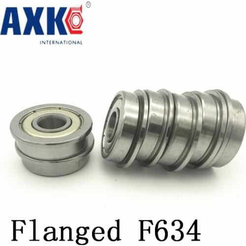 Axk F634zz Flange Bearing 4x16x5 Mm Abec-1 ( 10 Pcs ) Flanged F634 Z Zz Ball Bearings F634-2z