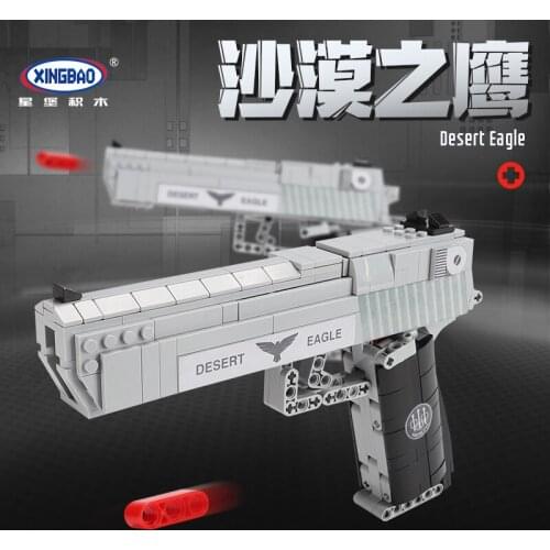 Desert Eagle Pistol Handgun Uzi Submachine Gun Military WW2 Model Building Blocks Toys For Boys Technical City Police SWAT Gifts