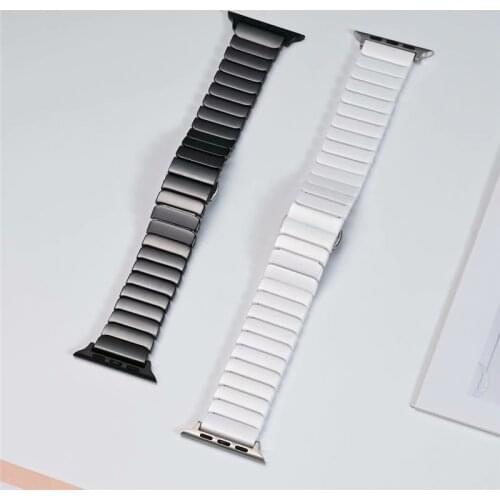 Luxury Ceramic Stainless Steel Wrist Band Strap for Apple Watch Series 6 5 4 3 2 1 SE