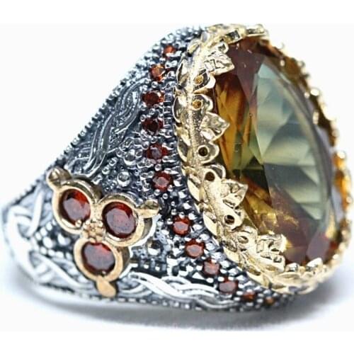 Silver zultanite stone 3 stone ring for men size 10-33