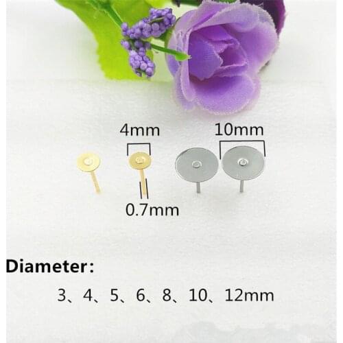100pcs 316L Stainless Steel Flat Head Earring Pin Without Hanging Hole DIY Earring Finding