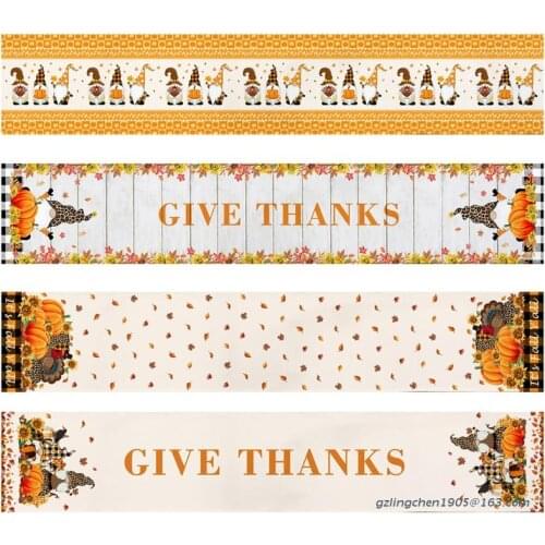 Thanksgiving Table Runner Autumn Harvest Gnome Table Flag Tablecloth Farmhouse
