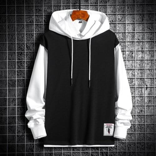 New Autumn Mens Patchwork Hooded Sweatshirts M-4XL Hoodies Clothing Casual Pullover Streetwear Male Fashion Spring Outwear Tops