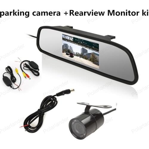 High quality 4.3 inch tft lcd Rearview Mirror Monitor kit for parking reversing 26 mm night vision reverse parking camera