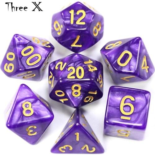 Top Quality 7pcs Dice Set with Marble Effect Juegos De Mesa Dados DND Rpg Board Game