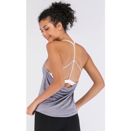 Zhangyunuo Fake Two Pieces Beauty Back Vest Yoga Sexy Tank Top Sports Wear Women Gym Sleeveless Shirt Fitness Dyr Fit Crop Tops