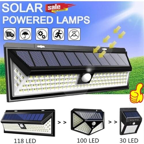118 LED Solar Light Outdoor Solar Lamp PIR Motion Sensor Wall Light Waterproof Solar Powered Sunlight For Garden Decoration