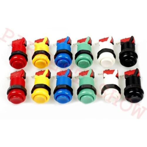 12pcs/lot 28mm Mounting Hole Happ Style Arcade Buttons with Micro-Switches Black/Red/Blue Push Button for Jamma MAME Games Part