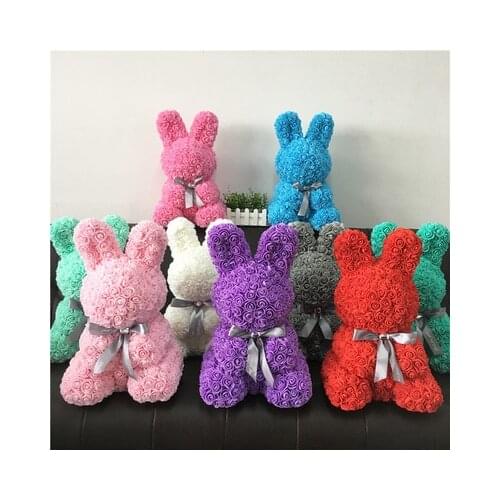 40 cm artificial PE Rose Bubble Flower Rabbit With Exquisite Gift Box For Girlfriend Wife Birthday Valentines Day Gift