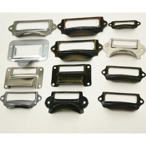 5pcs/lot Antique Brass Red Bronze Metal Label Pull Frame Handle File Name Card Holder For Furniture Cabinet Drawer Box Case Bin