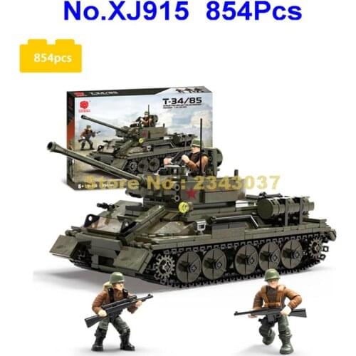 915 854pcs T34(85) Ww2 Military World War Ii Army Soviet Tank Building Blocks Toy