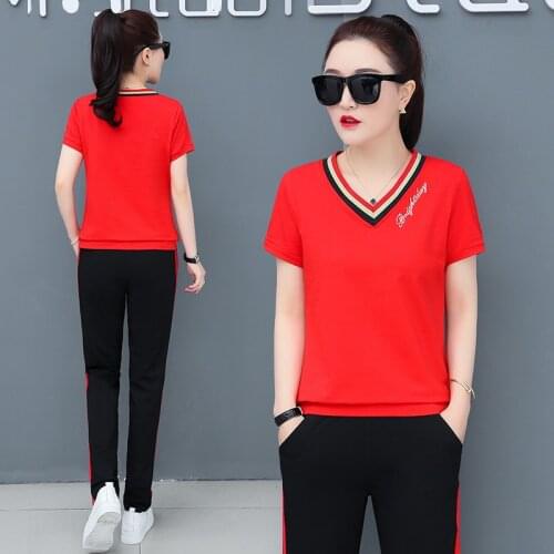 Oversize Black 2021 Women Clothing Tracksuit 2 Piece Lounge Wear White Two Piece Set Korean Fashion pant suits Plus Size summer