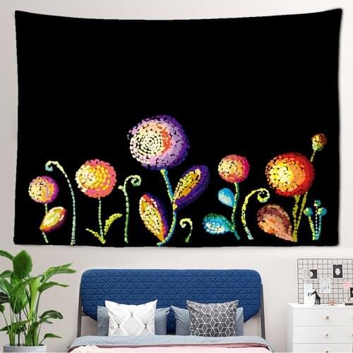 Botanical Wildflower Tapestry Wall Hanging Flower Reference Chart Hippie Bohemian Tapestries Colorful Psychedelic INS Home Decor