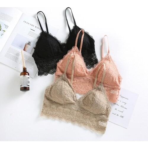 Only a bra ,women full lace pullover sleepwear sexy summer new bra with pad young girls dress deep-v brassiere wireless intimate