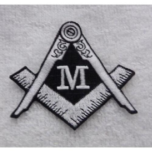 Black and White Masonic Logo Patch Emblem