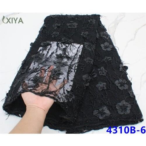 Black Handmand Beaded Tulle Lace Fabric African Lace Fabric for Nigerian Party High Quality French Net Lace Fabric APW4310B