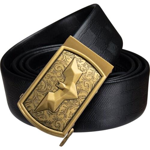 Men Belt Batmen Belt Real Genuine Leather Belt Gold Automatic Slide Buckle Waist Strap Leather Belts for Business Barry.Wang