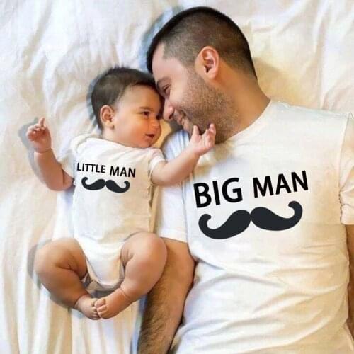 Father Son Shirt Dad And Son Matching Clothes Big Man Little Man Printed Tshirt Daddy And Me For Boys Baby Toddler Summer Tops