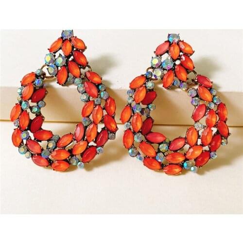 JURAN ZA Chic Glass Crystal Earrings for Women Exclusive Rhinestone Geometric Statement Drop Earrings Girls Party Gift Wholesale