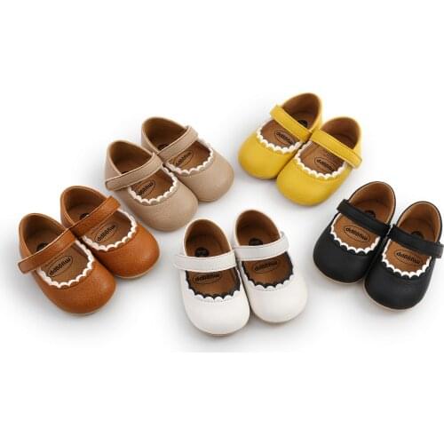 FOCUSNORM Newborn Baby Girls Boys Princess Shoes For 0-18Month Solid Prewalker with Hook and Loop Casual Shoes 5 Colors