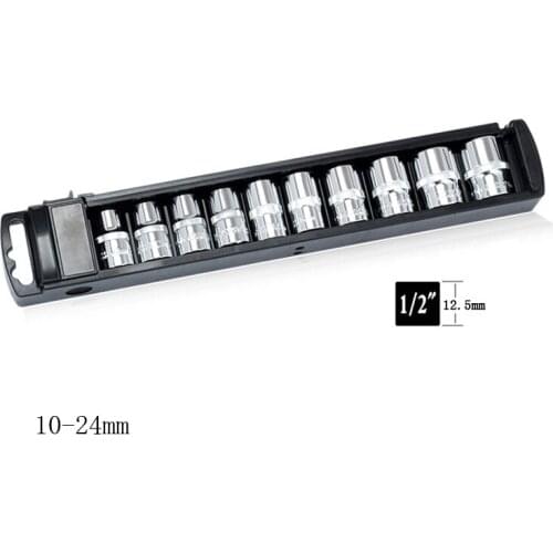 10 Pcs/set 1/2" 10-24mm CR-V Metric Universal Socket Wrench Head Hand Tools Inner Hexagon Spanner Allen Head Auto Repair Tool