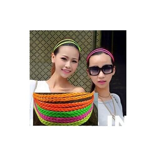 Holesale retail charming Fshion PU braid handmade Elastic headband party hari accessories