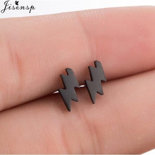 Jisensp Fashion Simple Lightning Stud Earrings for Women Stainless Steel Jewelry Thunderbolt Earings Party Gift boucle d'oreille