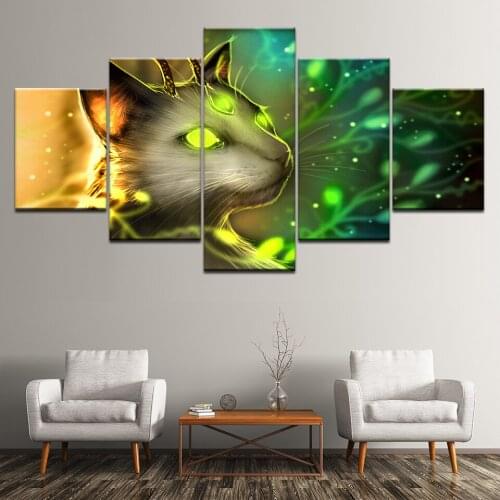 Canvas Painting Cat with antlers animal 5 Pieces Wall Art Painting Modular Wallpapers Poster Print for living room Home Decor