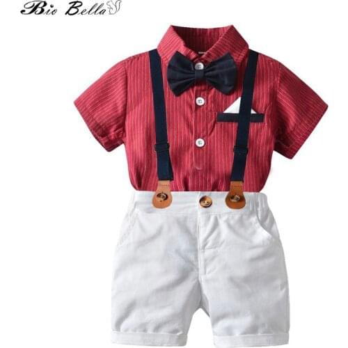 Newborns Toddlers Gentleman Striped Jumpsuit Baby Boy Birthday Gift Formal Rompers with Gentle Bow Tie Outfit Baby Casual Suits