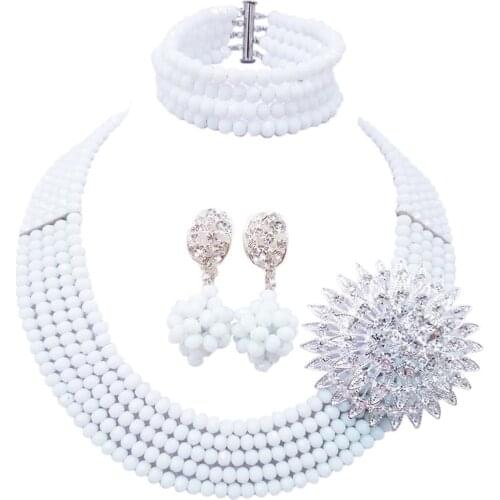 White african beads jewelry set costume necklace nigerian wedding set 5DS