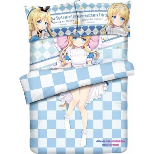 Anime JK Sword Art Online Alicization Alice Synthesis Thirty Comforter Set Bed Flat Sheet Quilt Cover Pillowcase Bedding Sets