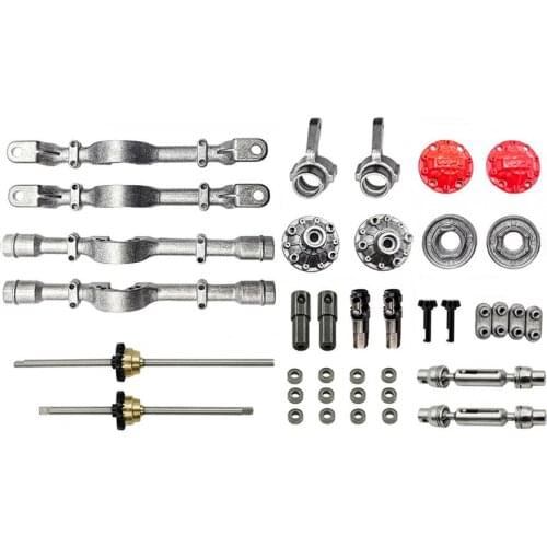 Metal Differential Front and Rear Axle Bridge Housing with Drive Shaft Kit for WPL 4WD RC Car Upgrade Part