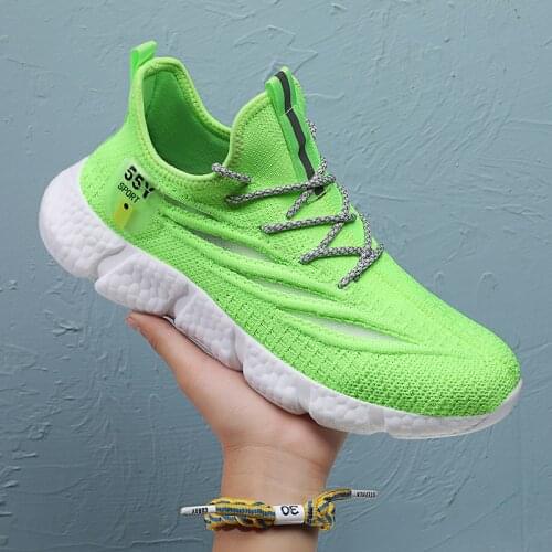 Men sneaker shoes fashion breathable casual fly woven mesh breathable outdoor sports elastic running vulcanized jogging shoes